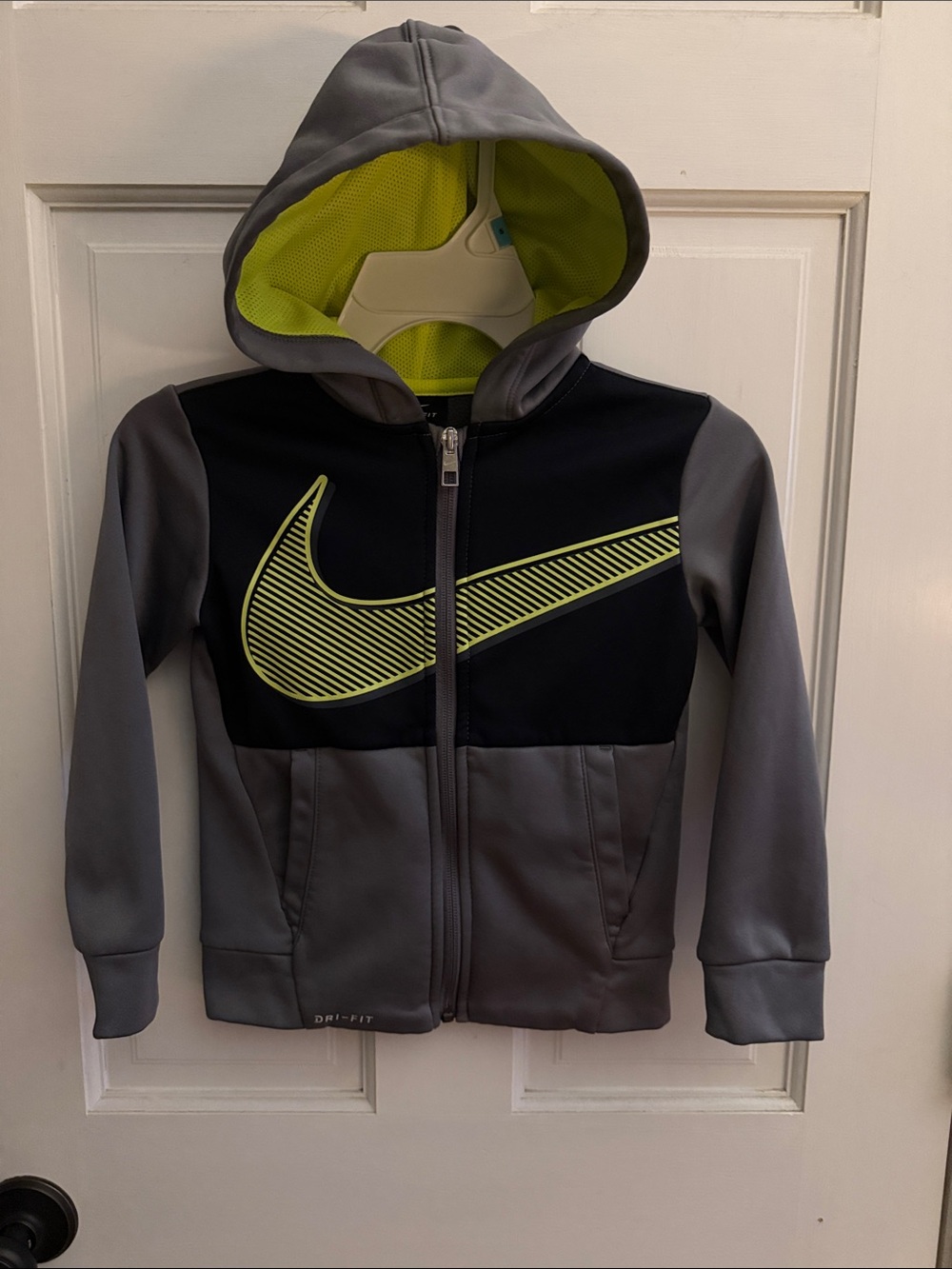 Nike Gray and Neon Green Dri-FIT Full-Zip Hoodie